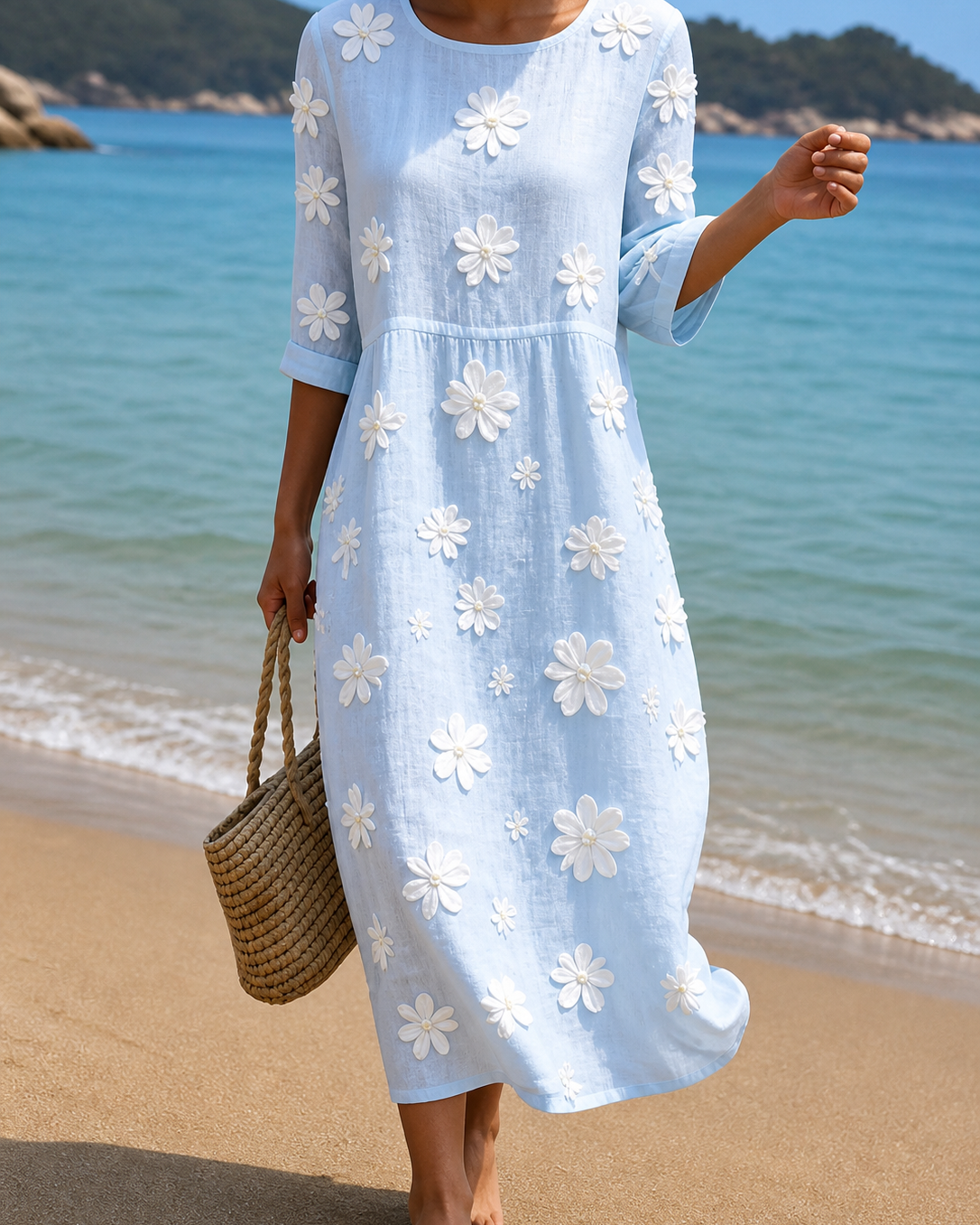 Vestido Floral Celeste Fresco