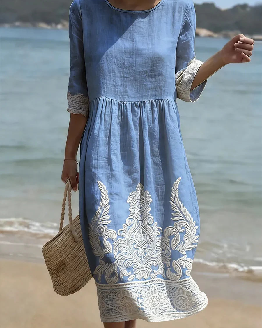 Vestido Floral Azul Romántico Veraniego