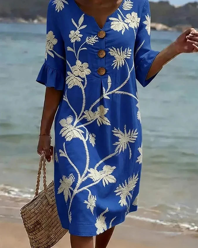 Vestido Floral Azul Atardecer