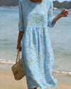 Vestido Floral Azul Costero