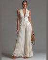 Mono Andrea Blanco | Jumpsuit Plisado de Gasa