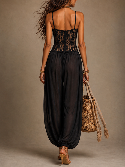 Amor | Mono halter con encaje fluido