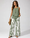 Julia | Conjunto Verde Salvia Blusa y Pantalón Botánico