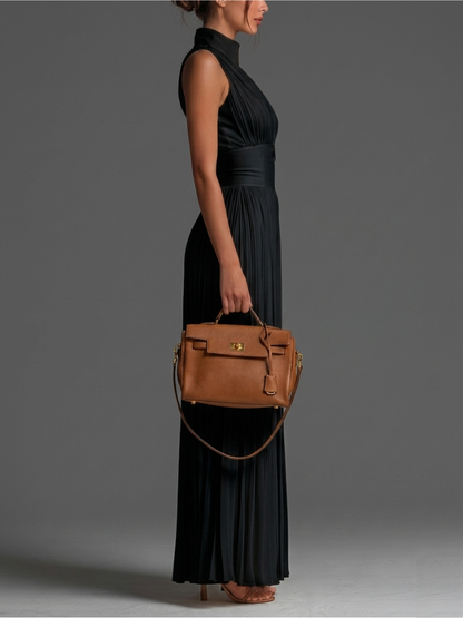 Mono Andrea Negro | Jumpsuit Plisado de Gasa