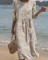 Vestido Floral Gris Bordado Vintage
