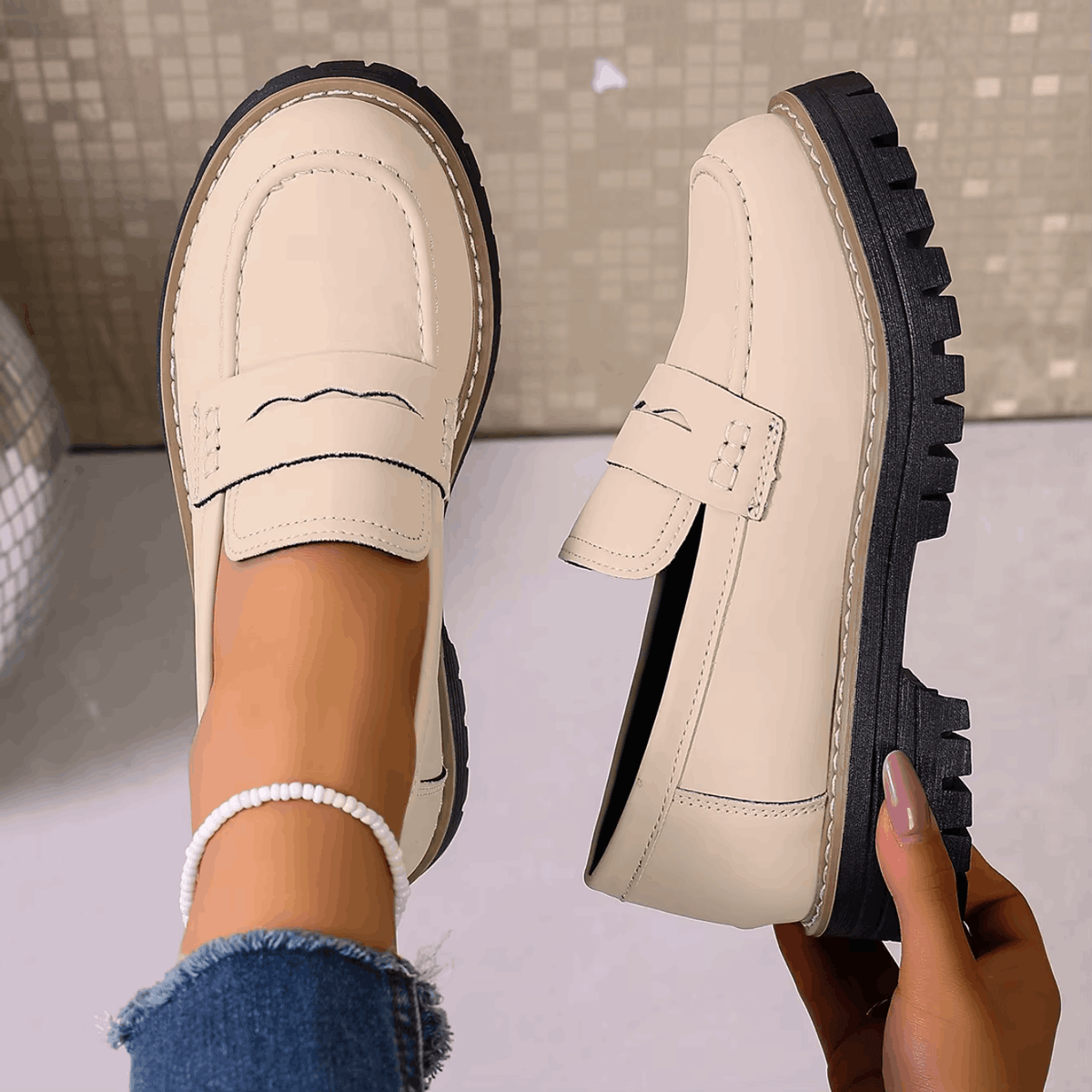 Carmen | Mocasines con Plataforma Estilo Universitario
