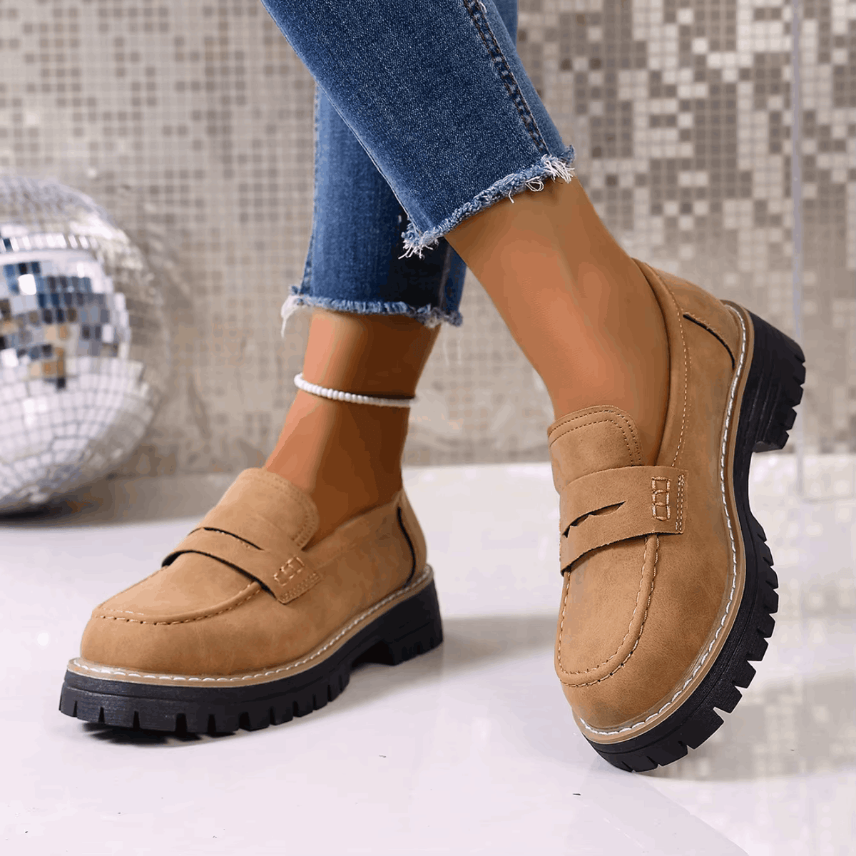 Carmen | Mocasines con Plataforma Estilo Universitario