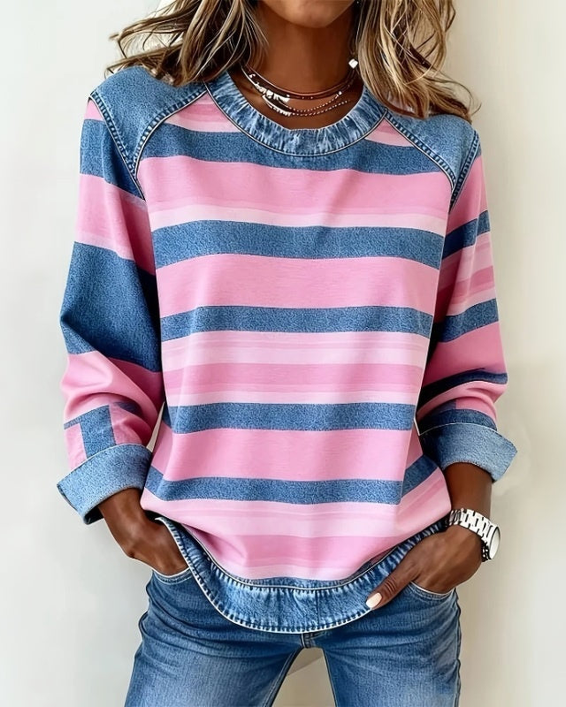 Elena | Sudadera Casual de Rayas